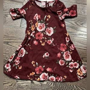 RicRac & Ruffles burgundy floral dress size 6